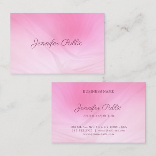 手書きネームエレガントピンクプロフェッショナルトレンディー 名刺 (正面/裏面)