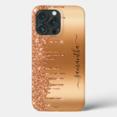 手書きネーム テラコッタ アーシー グリッター ドリップス Case-Mate iPhoneケース (裏面)