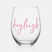 手書きネーム バチェロレッテ ウェディングパーティー ステムなしワイングラス (正面)