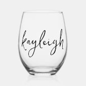 手書きネーム バチェロレッテ ウェディングパーティー ステムなしワイングラス (正面)