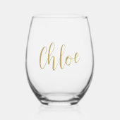 手書きネーム バチェロレッテ ブライダルパーティー ステムなしワイングラス (正面)
