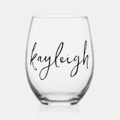手書きネーム バチェロレッテ ブライダルパーティー ステムなしワイングラス (正面)