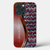 手書きネームGlam赤白青グリッター Case-Mate iPhoneケース (裏面)