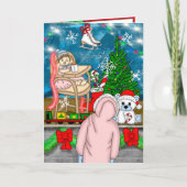 手書きノスタルジックなクリスマスウィンドウディスプレイ カード (正面)