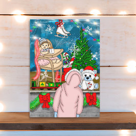 手書きノスタルジックなクリスマスウィンドウディスプレイ カード