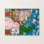 手書きノスタルジックなクリスマスウィンドウディスプレイ ジグソーパズル (横)