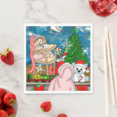 手書きノスタルジックなクリスマスウィンドウディスプレイ スタンダードランチョンナプキン (インサイチュ)