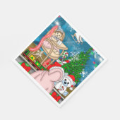 手書きノスタルジックなクリスマスウィンドウディスプレイ スタンダードランチョンナプキン (角)