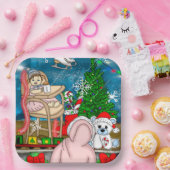 手書きノスタルジックなクリスマスウィンドウディスプレイ ペーパープレート (パーティー)