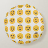 手書きハッピーエモジパターン ラウンドクッション (裏面)