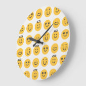 手書きハッピーエモジパターン ラージ壁時計 (傾斜)