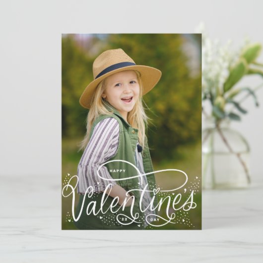 手書きハッピーバレンタインデーフォトホリデイ シーズンカード (スタンド正面)