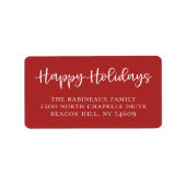 手書きハッピーホリデーズスクリプトレッドアドレス ラベル (正面)