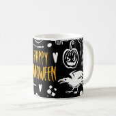 手書きハロウィーンのシンボル、ヴィンテージ収集。 コーヒーマグカップ (正面右)