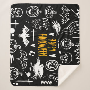 手書きハロウィーンのシンボル、ヴィンテージ収集。 シェルパブランケット