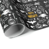 手書きハロウィーンのシンボル、ヴィンテージ収集。 ラッピングペーパー (ロールコーナー)