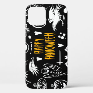 手書きハロウィーンのシンボル、ヴィンテージ収集。 iPhone 12ケース