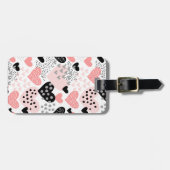 手書きハートとドットパターンID471 ラゲッジタグ (正面横)