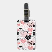 手書きハートとドットパターンID471 ラゲッジタグ (正面縦)