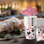 手書きハートとドットパターンID471 紙コップ