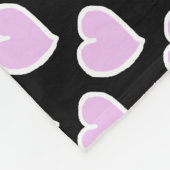手書きハートデザインピンクと黒 フリースブランケット (角)