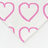 手書きハートデザインピンクの白 フリースブランケット (角)