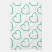 手書きハートデザイン青(白) キッチンタオル (縦)