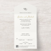 手書きハートドードルQRコーモダンド結婚 オールインワン招待状 (内側)