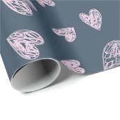 手書きハートパターンデザイン ラッピングペーパー (ロールコーナー)