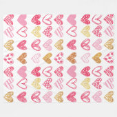 手書きハートパターンID470 フリースブランケット (正面(横))