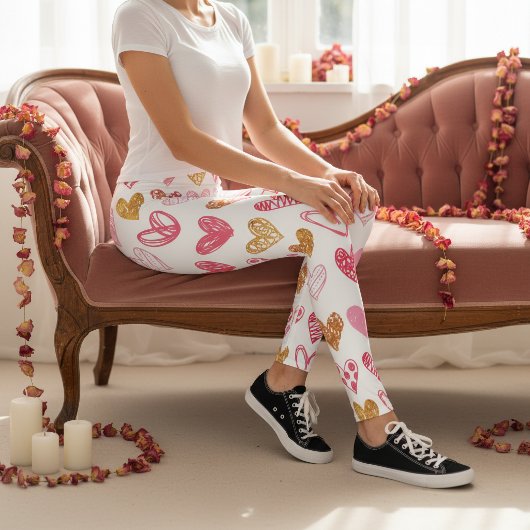 手書きハートパターンID470 レギンス