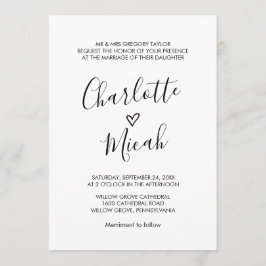 手書きハートフォーマル結婚の 招待状