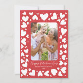 手書きハートフレームバレンタイン写真 シーズンカード (正面)