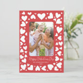 手書きハートフレームバレンタイン写真 シーズンカード (スタンド正面)