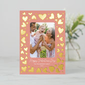 手書きハートフレームバレンタイン写真 箔シーズンカード (立ち正面)