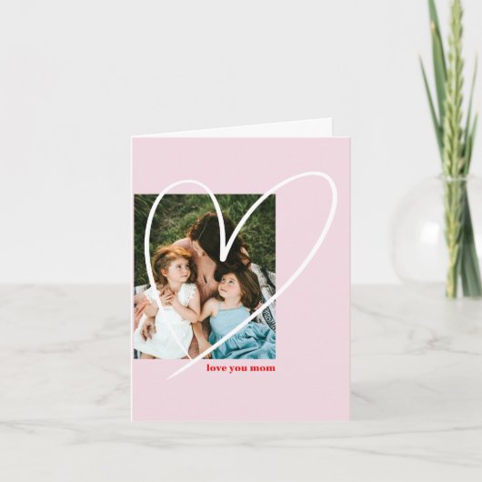 手書きハート母の日の写真カード カード (正面)