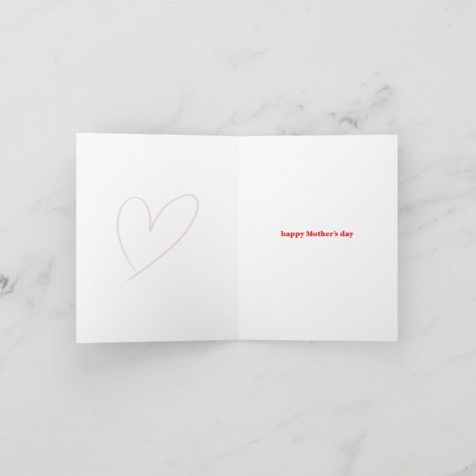 手書きハート母の日の写真カード カード (内部)