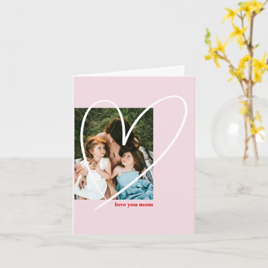 手書きハート母の日の写真カード カード (黄色い花)