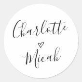 手書きハート結婚の封筒用シール ラウンドシール (正面)