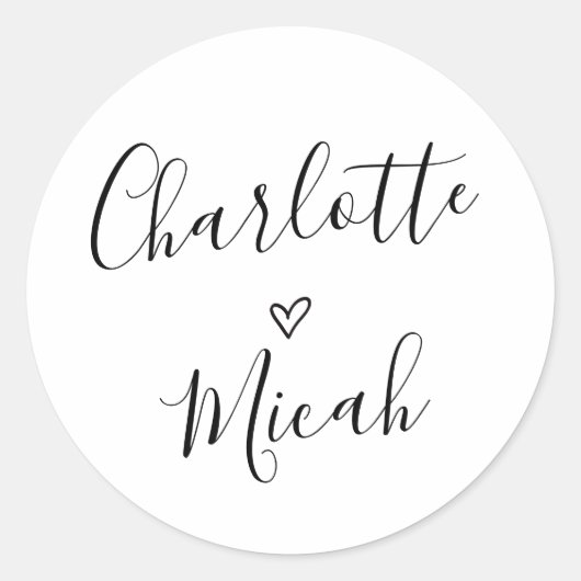 手書きハート結婚の封筒用シール ラウンドシール (正面)