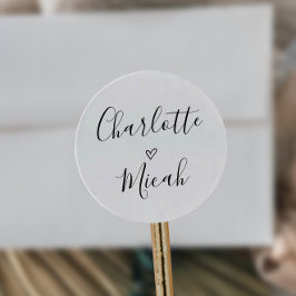 手書きハート結婚の封筒用シール ラウンドシール