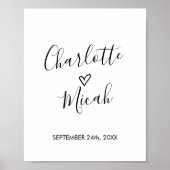 手書きハート結婚の歓迎サイン ポスター (正面)