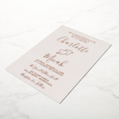 手書きハート | バラゴールドフォイル文字赤面 箔招待状 (回転した状態)