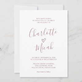 手書きハート |赤面ピンク結婚ザーズ 招待状