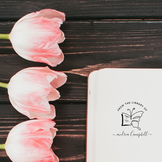 手書きバタフライドードレエレガントライブラリーブック ラバースタンプ