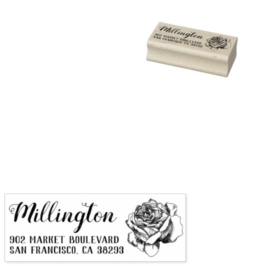 手書きバラファミリ名スクリプト差出人住所 ラバースタンプ (押印)