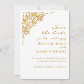 手書きバラモダン日付を保存結婚する セーブザデート (正面)