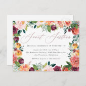 手書きバラ金ゴールドスウィート16バースデーパーティー インビテーションポストカード (正面/裏面)