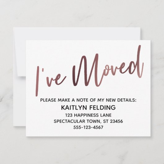 手書きバラ金ゴールドパターンカードを移動 招待状 (正面)