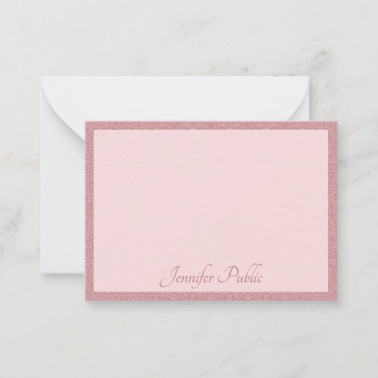 手書きバラ金ゴールドモダングリッター ノートカード (正面)